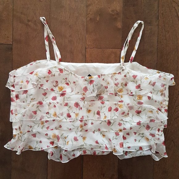 Forever 21 Ivory with Floral Print Top, Size 1X - Picture 2 of 7